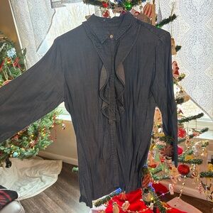 Chico's Blue Denim Button-Up Shirt